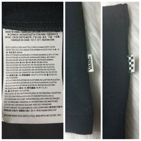 NWT|Vans Ramp Tested Black Long Sleeve Graphic Cropped Sweater, SMALL - Picture 5 of 5